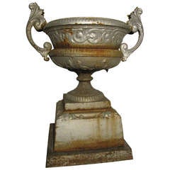 Large 19th c. Cast Iron Garden Urn