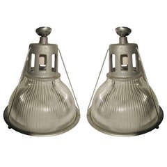 Pair Holophane Industrial Pendant Lamps 1