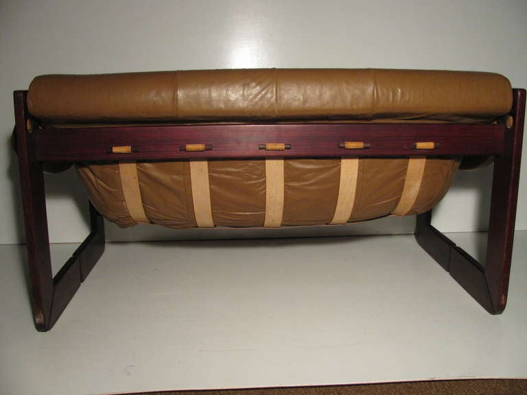 Mid-Century Modern Leather With Rosewood Two-Seat Sofa by Percival Lafer 3
