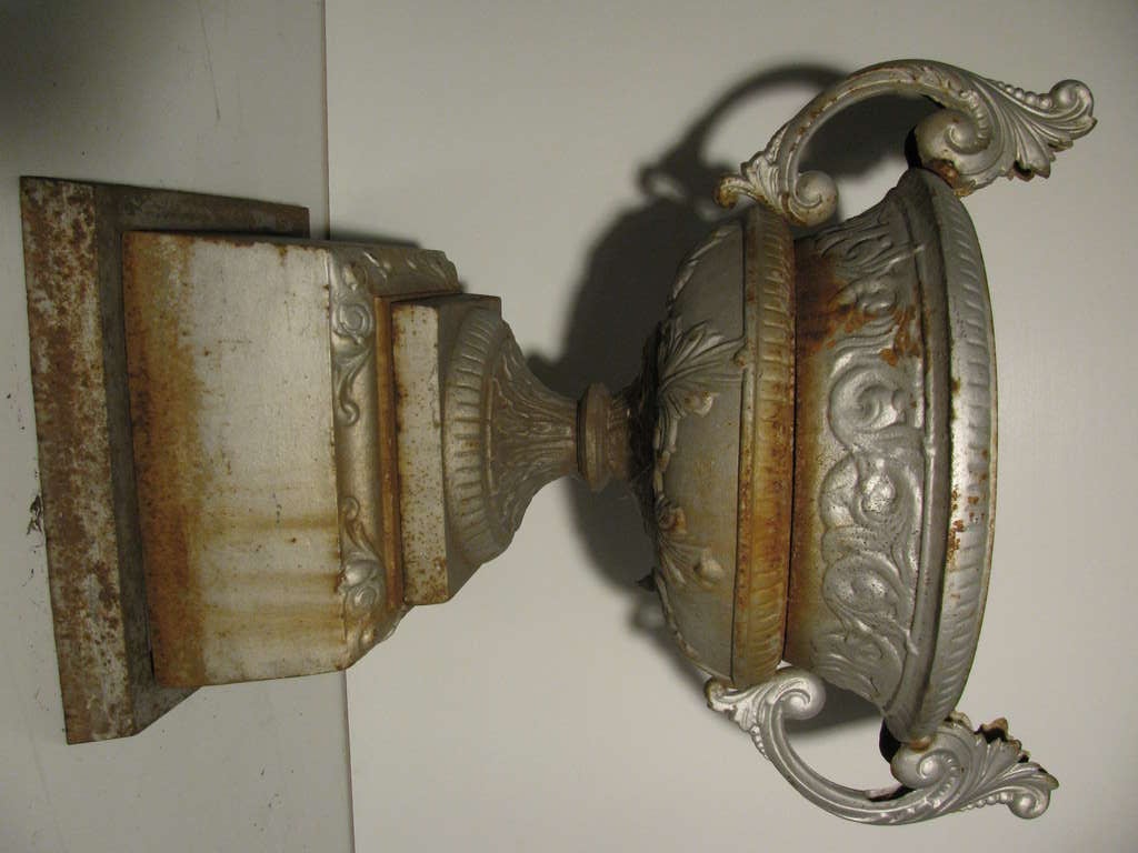 Large 19th c. Cast Iron Garden Urn