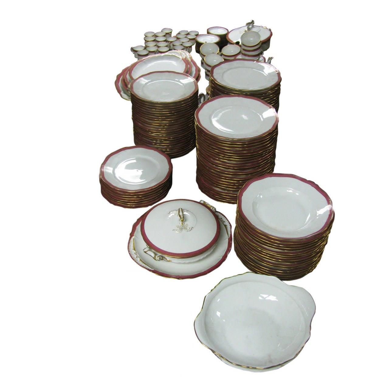 Spectacular Antique Limoge Porcelain 194 Piece Dish Set by Theodore