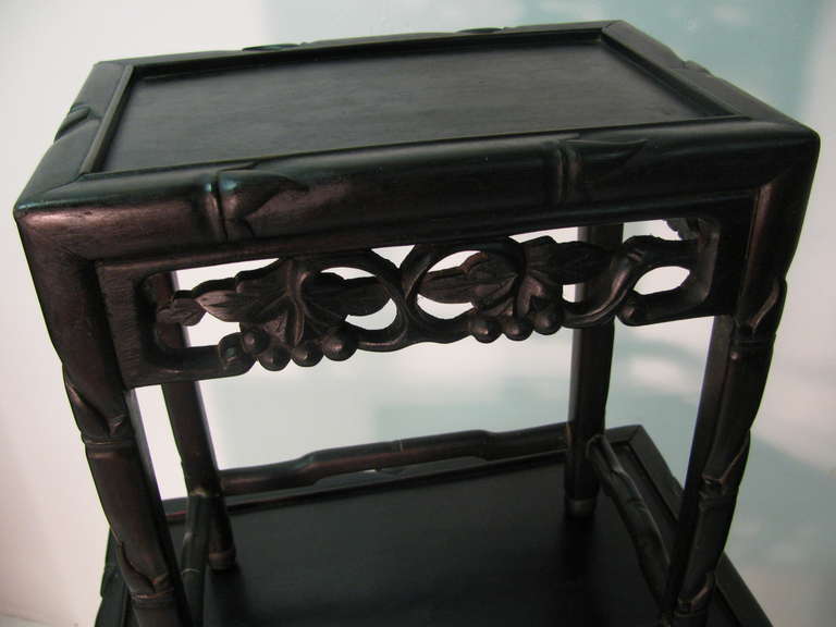 Hardwood Ebonized Mid-Century Rosewood Chinese Set of Four Nesting Tables