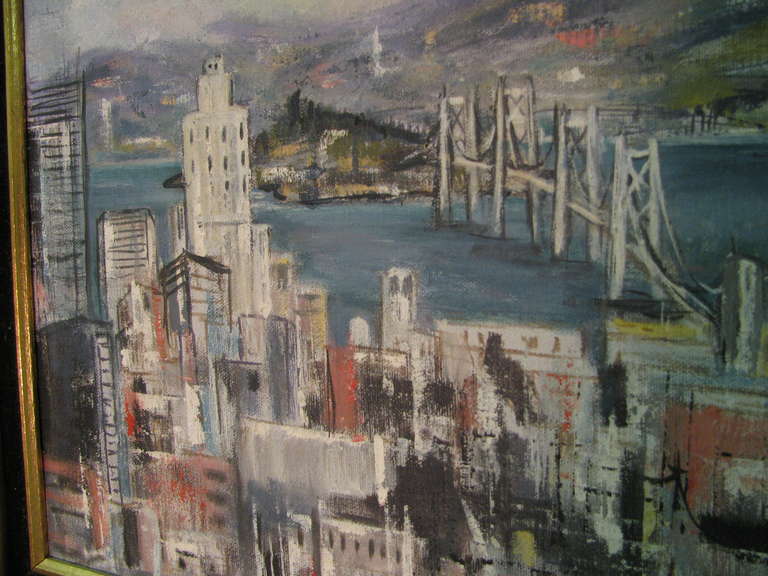 American Mid Century San Francisco Oil on Canvas, 