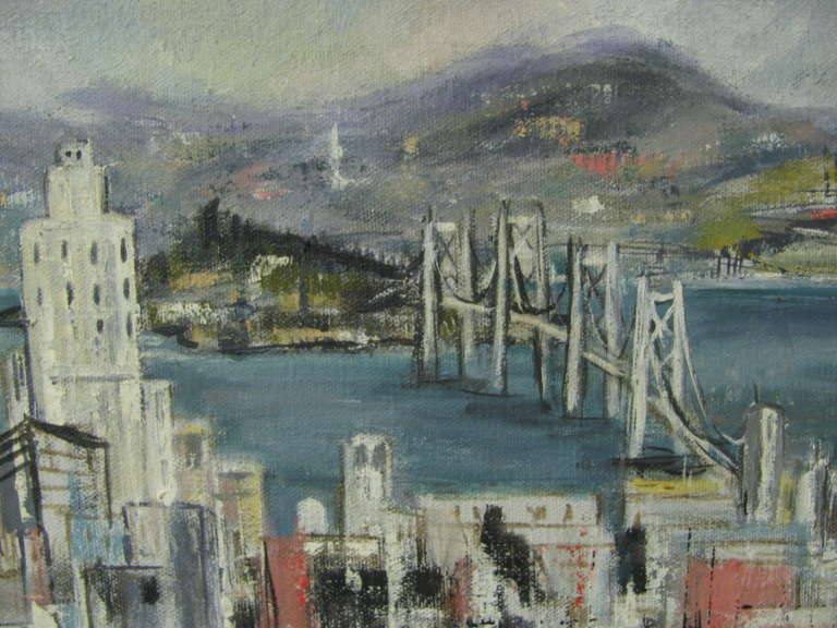 Modern Mid Century San Francisco Oil on Canvas, 