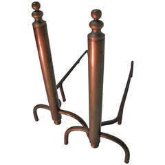 Modernist Machined Brass Andirons 3