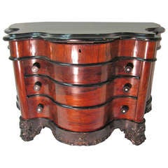 19th c. Austrian Rosewood Serpentine Jewelry / Silver Chest