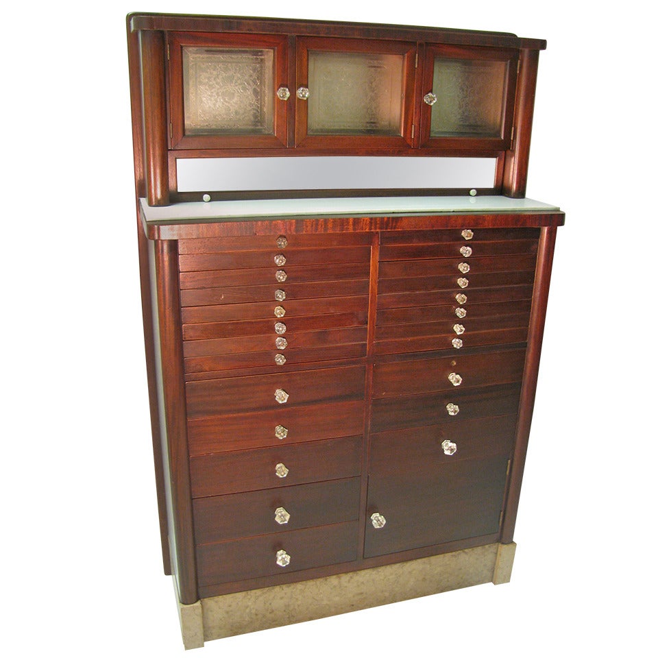 Mahogany Step Back Dental Cabinet