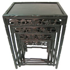 Ebonized Mid Century Rosewood Chinese Set of Four Nesting Tables