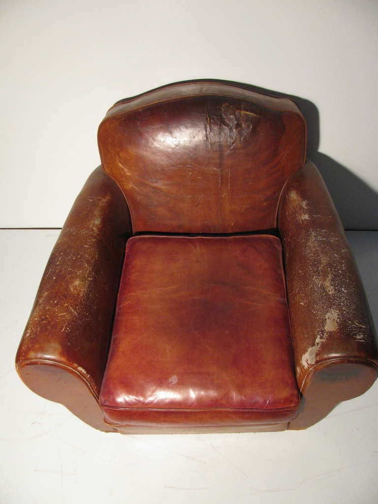 French Art Deco Leather Club Chair 3
