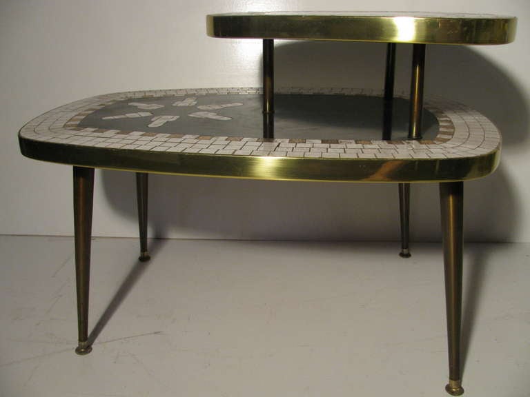 Pair Of Mid Century Modern Ceramic Mosaic Tile Tables In Good Condition In Port Jervis, NY