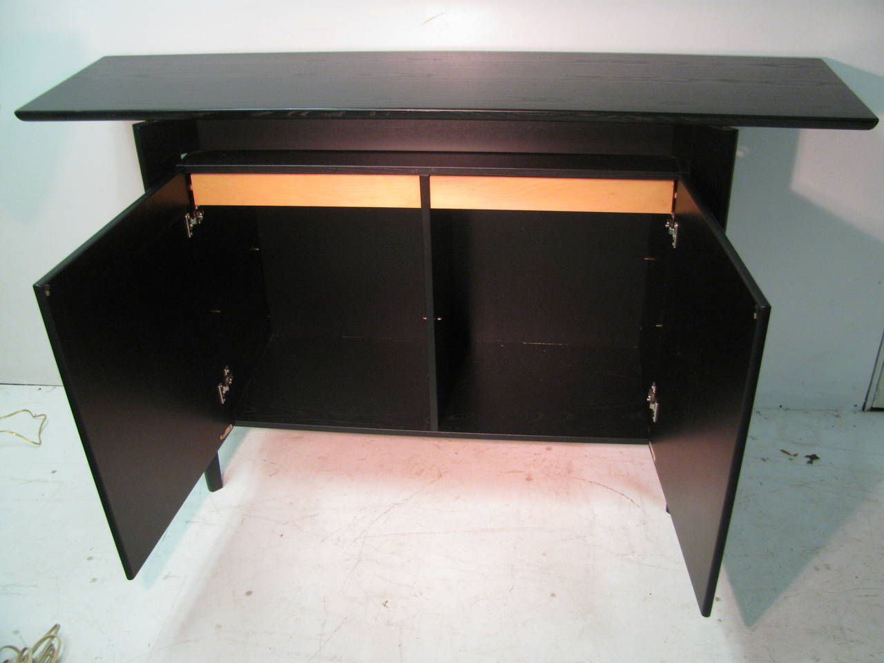 Mid-Century Skovby Floating Top Sideboard Bar Cabinet in Ebonized Oak In Excellent Condition In Port Jervis, NY