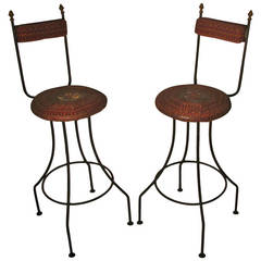 Pair of Sculptural French Bar Stools