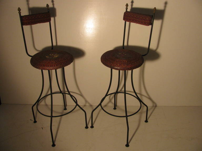 Pair of Sculptural French Bar Stools