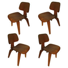 Early Set of Four DCW Chairs Charles and Ray Eames
