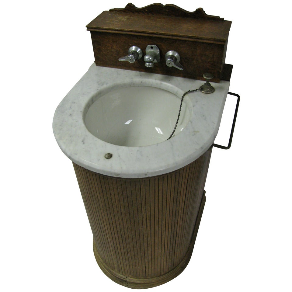 Late 19th Century Curved Marbletop Sink From A Railway Car