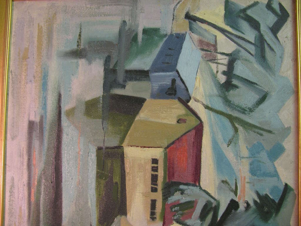 American Mid Century Modern Cubist Artist James Koenig 1948 Titled, Cool Canopy  For Sale