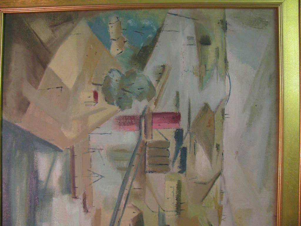 American Mid Century Modern Artist James Koenig 1948 Buffalo NY Titled 'Net Work' For Sale