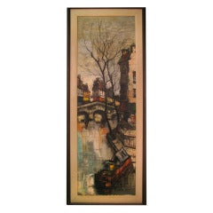 Circa 1948 Modernist Oil on Canvas by Austrian Artist M. Edward Griff