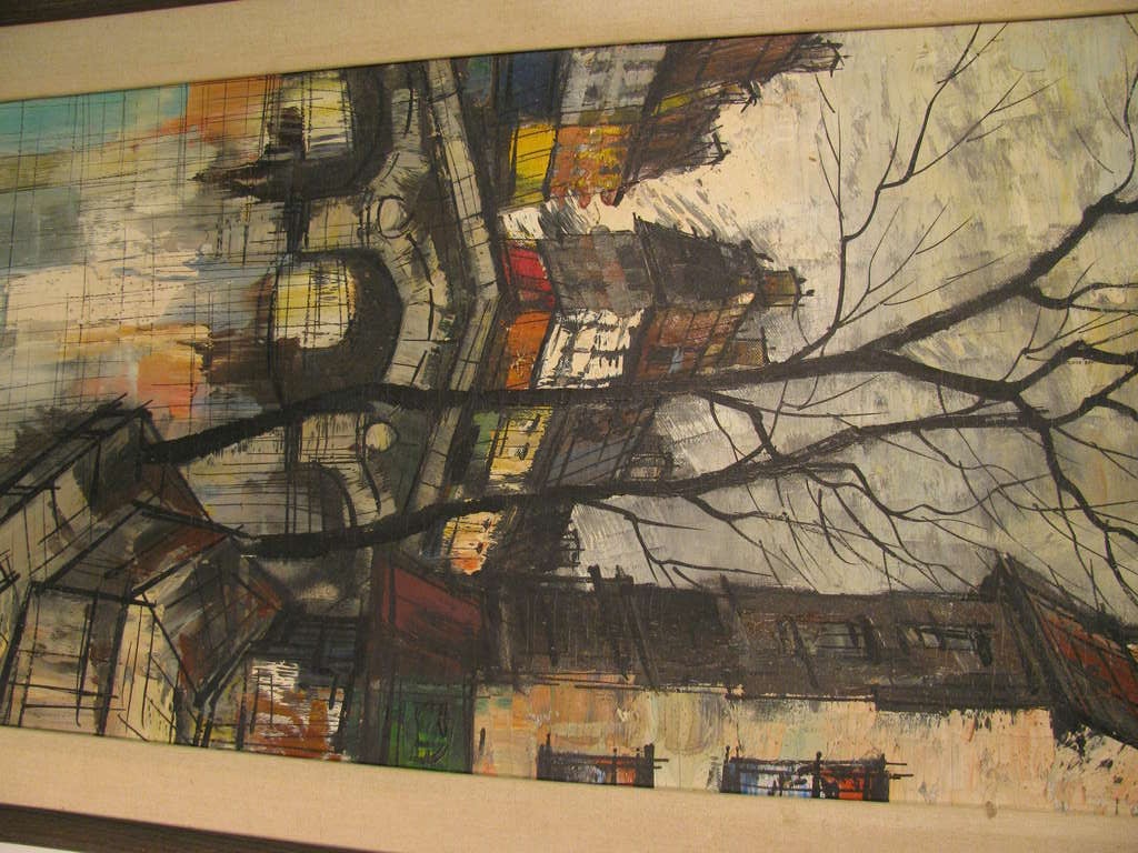 French Circa 1948 Modernist Oil on Canvas by Austrian Artist M. Edward Griff