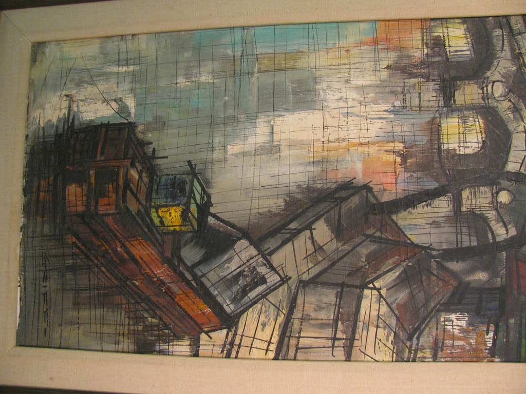 Circa 1948 Modernist Oil on Canvas by Austrian Artist M. Edward Griff In Good Condition In Port Jervis, NY