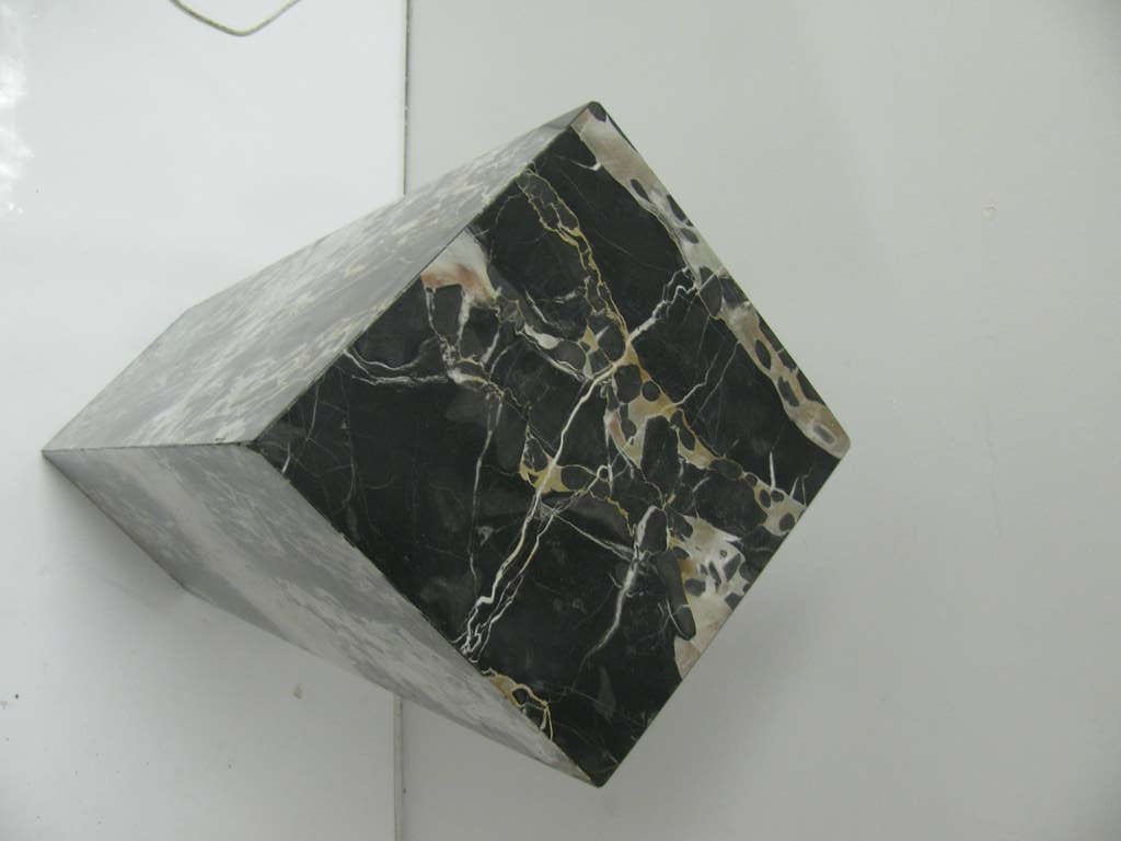 Mid Century Italian Black Portoro Marble Pedestal 1