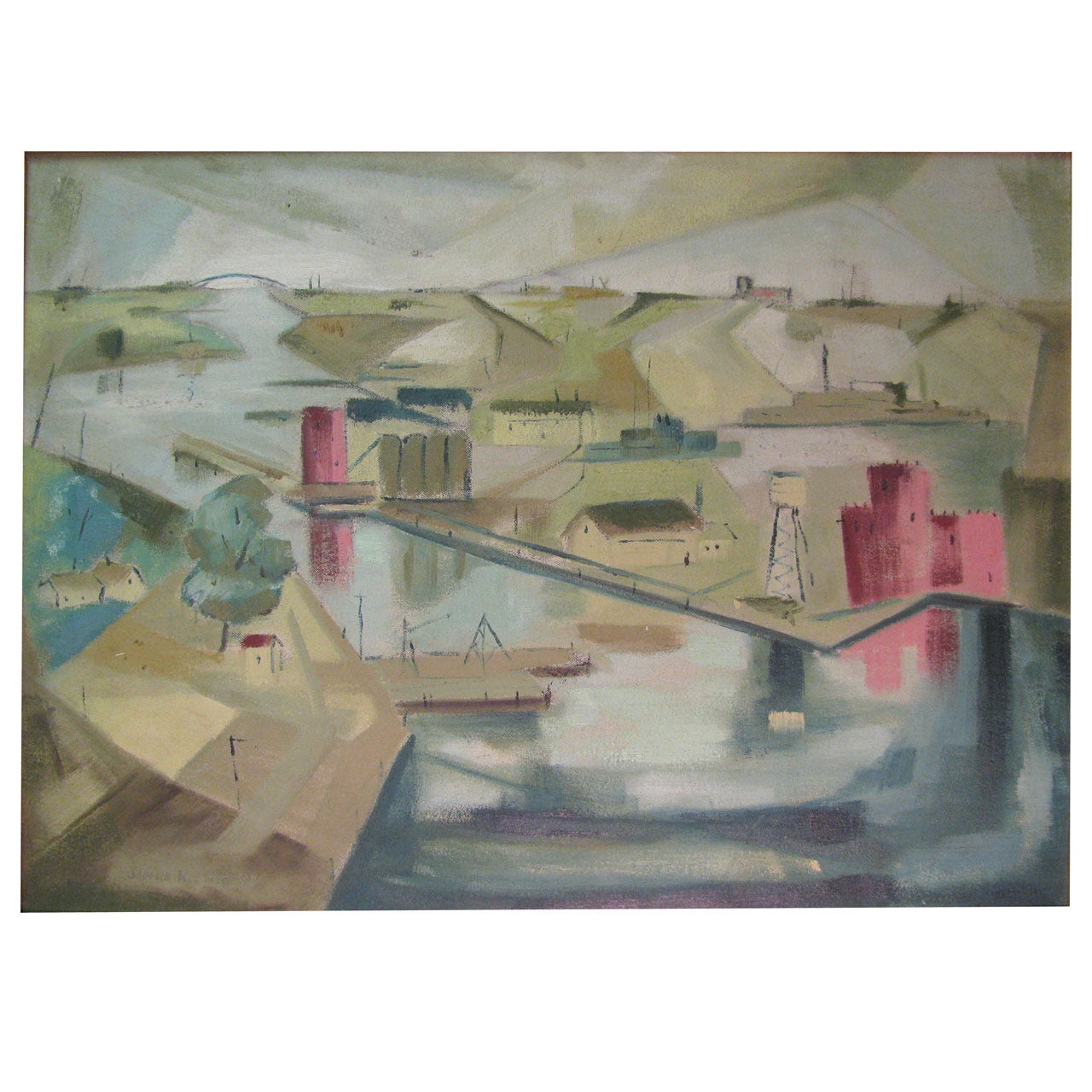 Mid Century Modern Artist James Koenig 1948 Buffalo NY Titled 'Net Work' For Sale