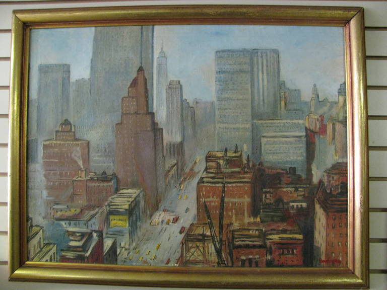 Bird's-eye view of lower Manhattan. Painted in the late 1950s-early 1960s.