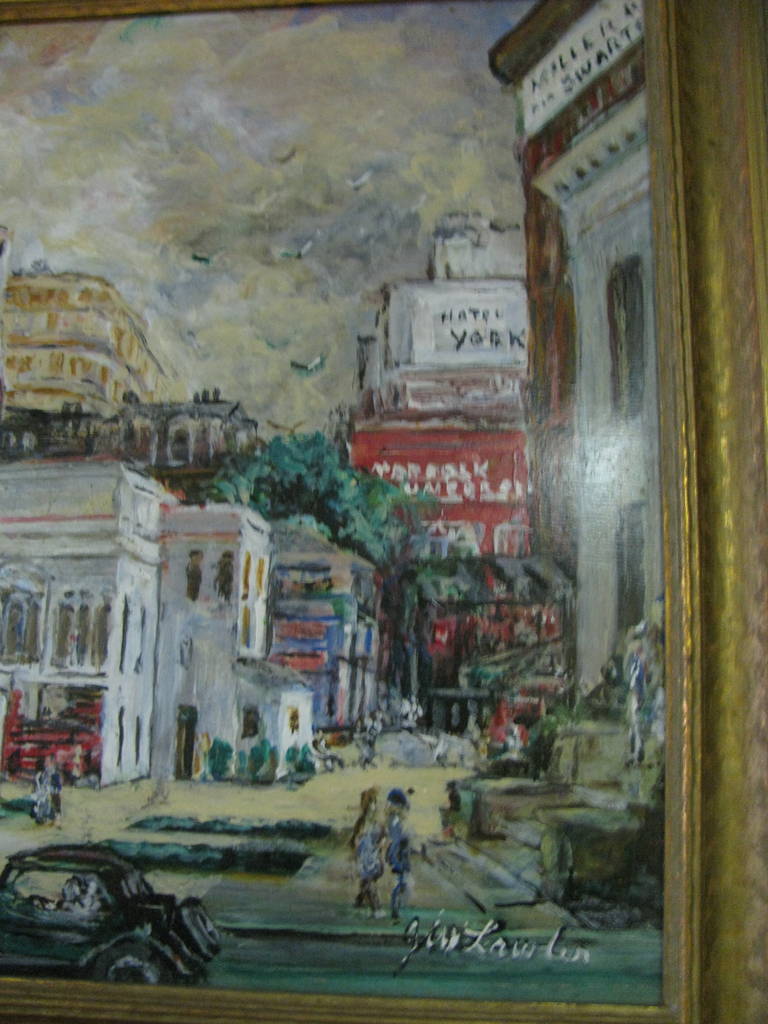 Mid-20th Century Mid Century Impressionist View City of Norfolk Virginia, J Winston Lawler For Sale