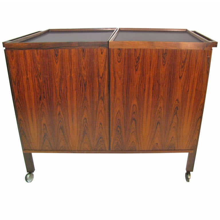 MidCentury Danish Modern Rosewood Bar Cart at 1stDibs danish bar