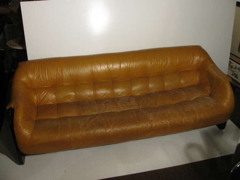 Leather Sofa Designed By Percival Lafer. Rosewood Frame Which Leather Body Fits Snugly Over. Leather Strapping Which Supports Seat Has Been Totally Rebuilt, New Leather Riveted And Slotted Between Rosewood Frame. Beautiful And Comfortable. Any