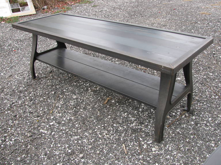 Industrial Fabulous Seven Foot Cast Iron And Steel Dining Table
