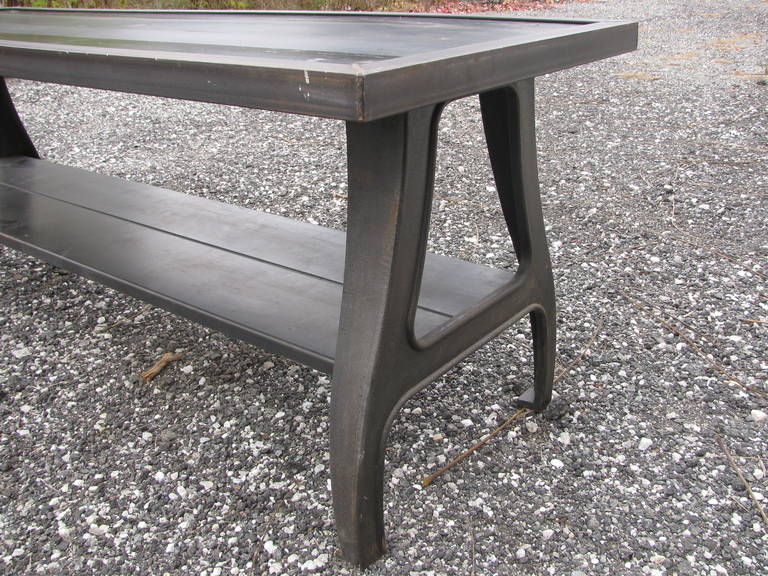 American Fabulous Seven Foot Cast Iron And Steel Dining Table