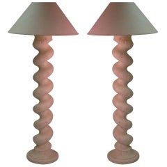 Pair of Midcentury Architectural Plaster Column Floor Lamps by Michael Taylor