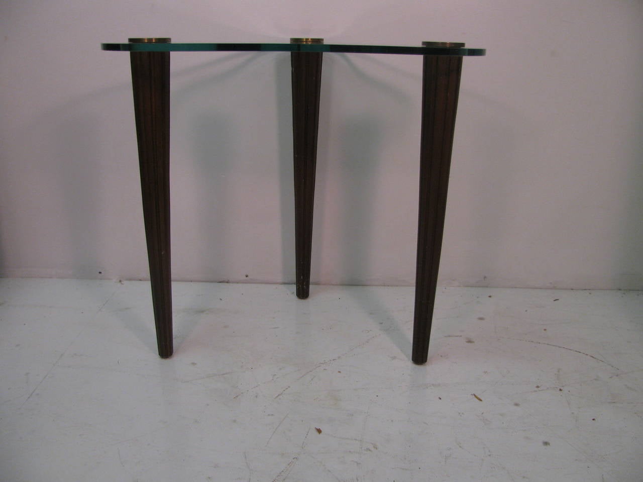 Brass Pair of Mid Century Cloud Form Side Tables By Gilbert Rohde