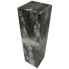 Mid Century Italian Black Portoro Marble Pedestal