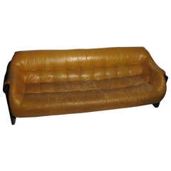 Mid Century Sofa Percival Lafer Rosewood and Leather 3