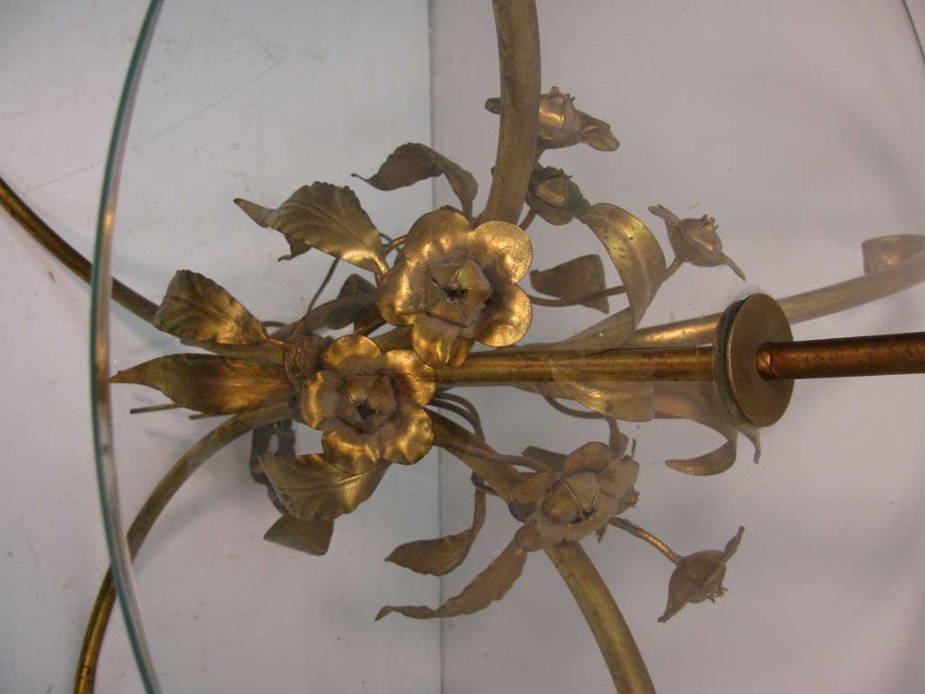 Italian Gilt Floral Floor Lamp with Glass Table 1