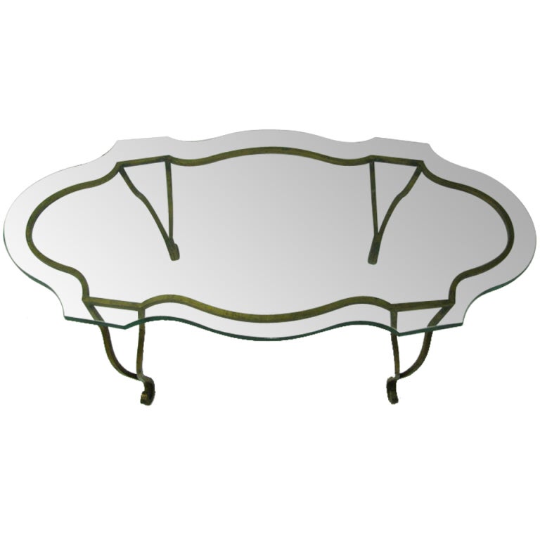 French Gilt Iron Serpentine Cocktail Coffee Table