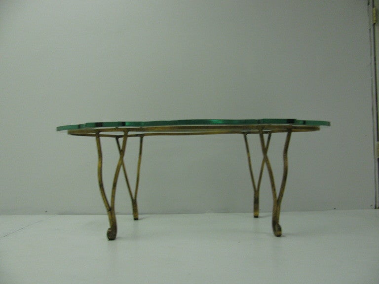French Gilt Iron Serpentine Cocktail Coffee Table 2