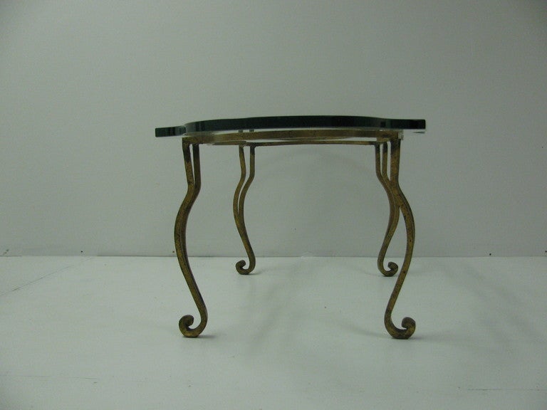 Mid-20th Century French Gilt Iron Serpentine Cocktail Coffee Table