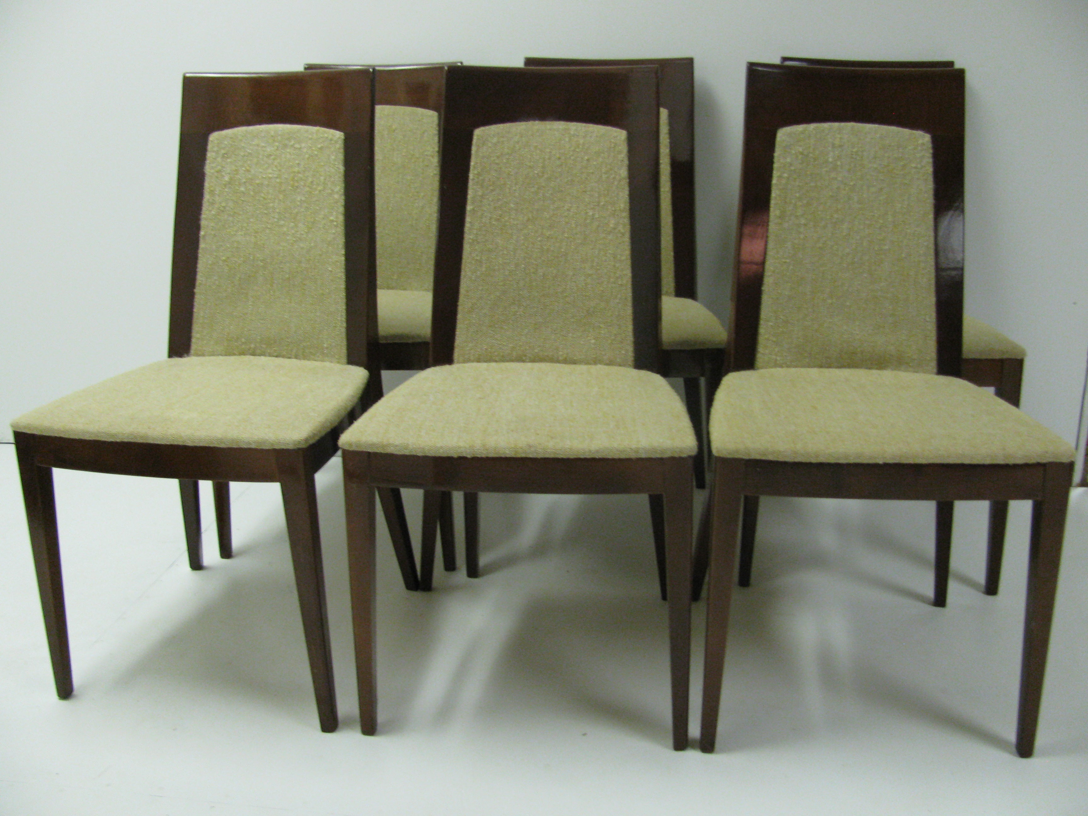 Set of Six Art Moderne Walnut Dining Chairs Germany