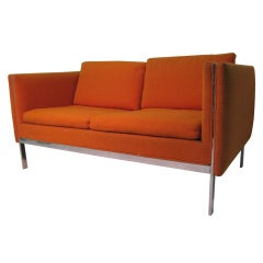 Mid Century Cubed Two Seat Sofa Attributed To Milo Baughman