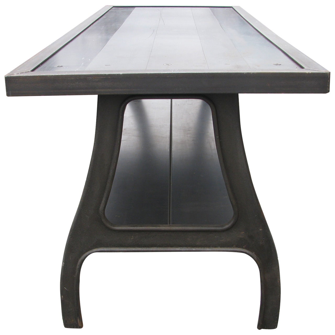 Fabulous Seven Foot Cast Iron And Steel Dining Table