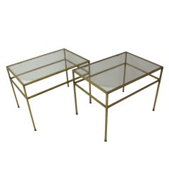 Architectural Mid-Century Satin Brass Side Or End Table Harvey Probber