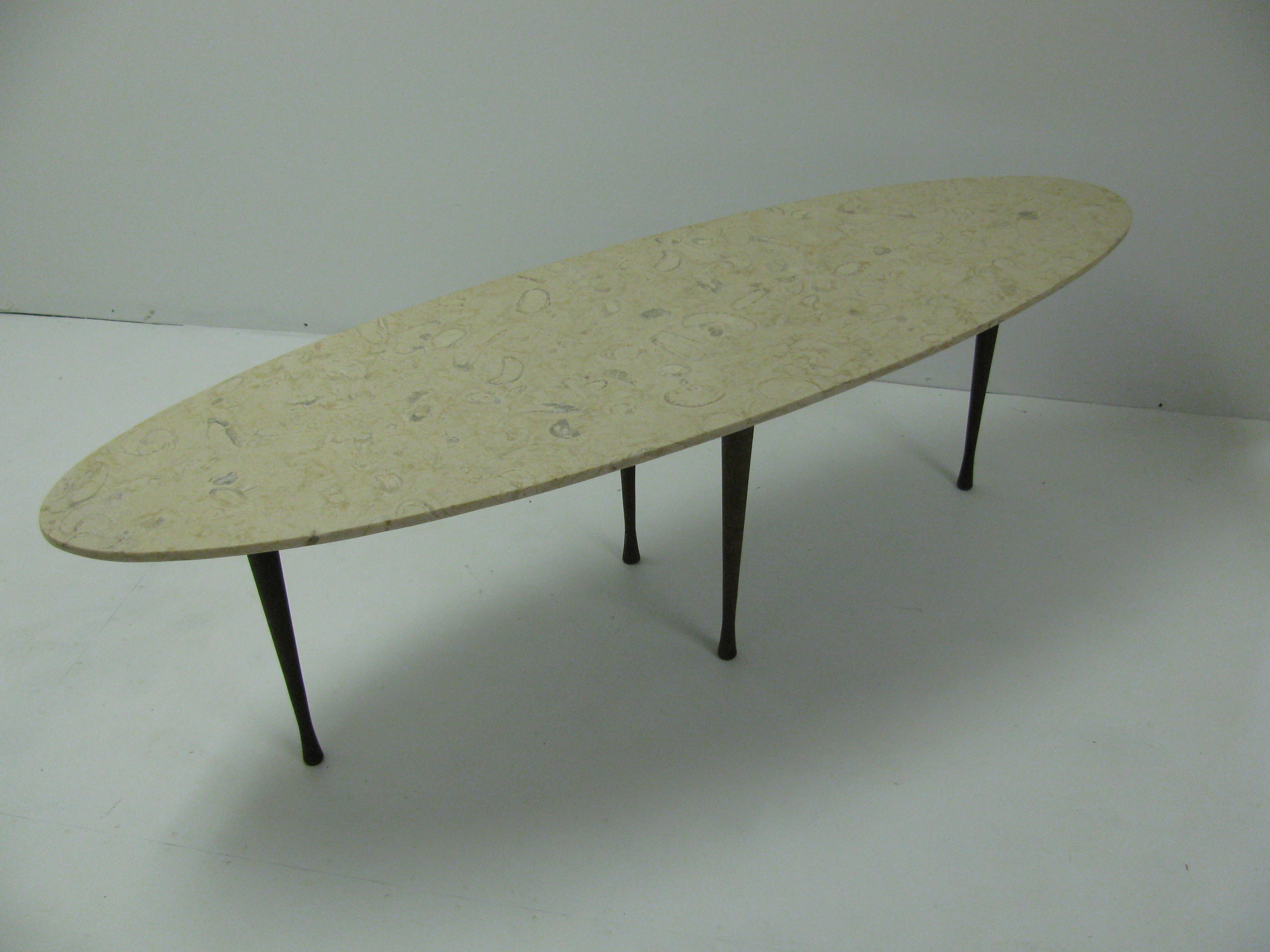 Mid-20th Century Mid-Century Modern Elliptical Italian Marble Cocktail Table