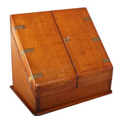 Antique Brass Bound Stationery Box