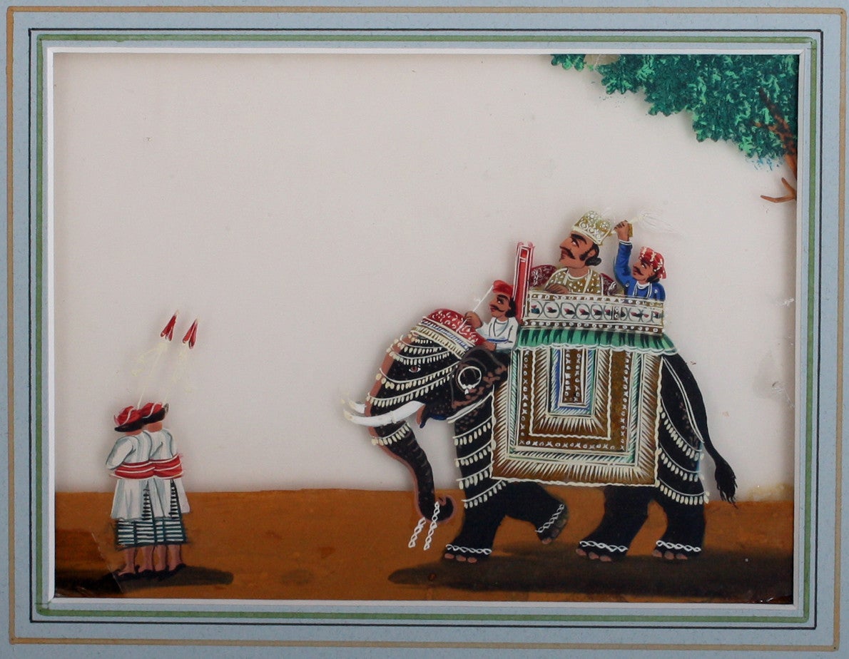 19th Century Set of Four HEIC School Paintings on Mica For Sale