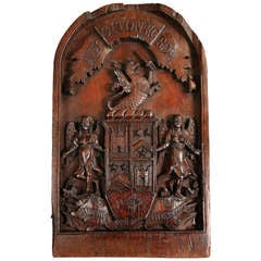 Antique Carved Ballantyne Coat of Arms