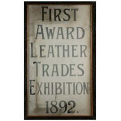 Antique Glass Leather Award Sign