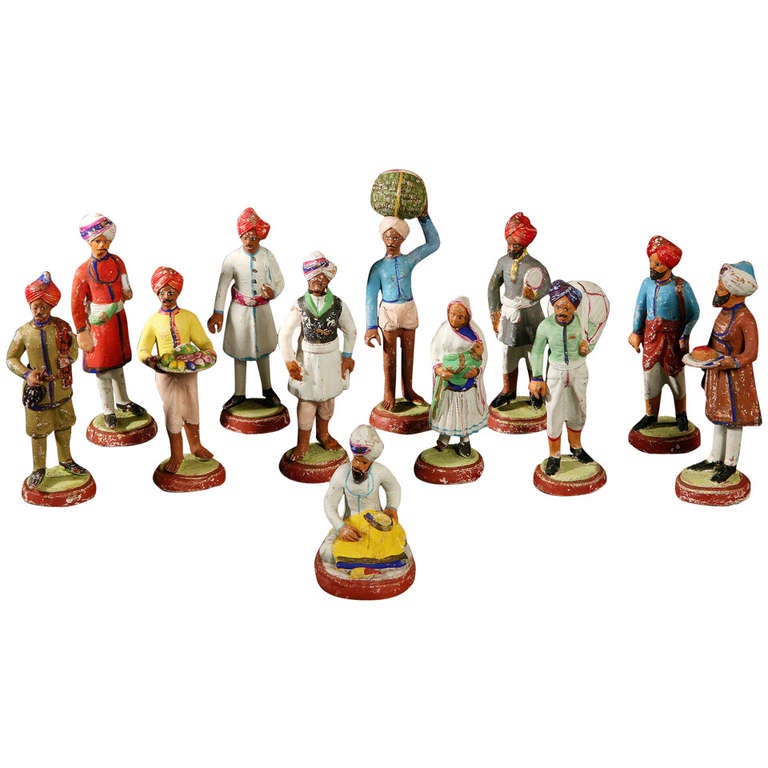 Set of 12 Indian Clay Figures at 1stDibs